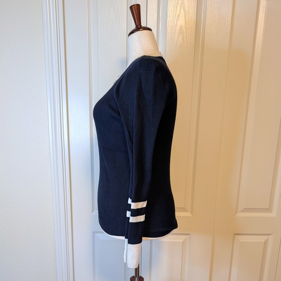 Faherty Mikki Henley Top | Navy & Cream | EUC | XL - Picture 6 of 11
